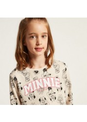 Disney All-Over Minnie Mouse Print T-shirt with Long Sleeves