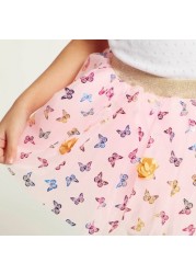 Charmz Butterfly Print Tutu Skirt with Floral Appliques