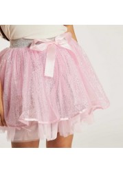 Charmz Bow Accented Tulle Skirt with Headband