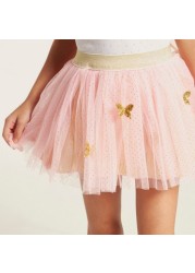 Charmz Embellished Tutu Skirt with Butterfly Appliques