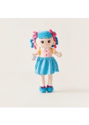 Juniors Pink and Blue Dress Rag Doll with Cake - 60 cms