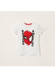 Spider-Man Print Round Neck T-shirt and Pyjama Set