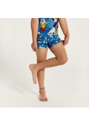 Mickey Mouse Print Rash Guard and Swim Shorts Set