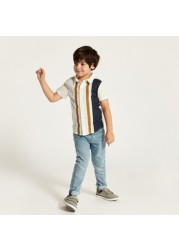 Juniors Panelled Shirt with Short Sleeves and Button Closure