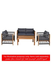 Monterrey 2-Seater Rope & Acacia Wood Sofa W/Cushions Generic (132 x 66 x 64/76 cm)