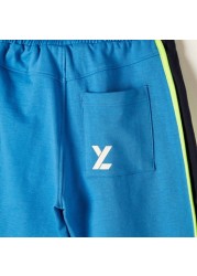 XYZ Printed Shorts with Drawstring Closure and Pocket