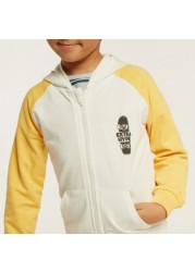 Juniors Graphic Print Hooded Sweatshirt with Long Sleeves