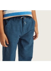 Solid Woven Pants with Pocket Detail and Button Closure