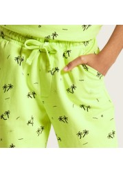 Juniors Printed Shorts with Drawstring Closure and Pockets