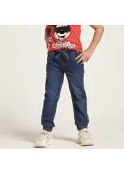 Juniors Solid Denim Pants with Pocket Detail and Drawstring