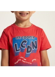 Lee Cooper Printed T-shirt with Crew Neck and Short Sleeves