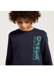 Juniors Typographic Print Pullover with Long Sleeves