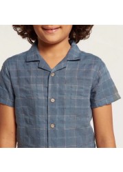 Checked Shirt with Short Sleeves and Pocket Detail