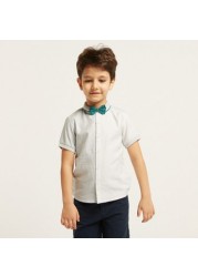 Juniors Solid Shirt with Button Closure and Bow Detail