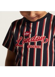 Lee Cooper Striped T-shirt with Crew Neck and Short Sleeves