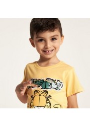 Garfield Sequin Embellished Round Neck T-shirt with Short Sleeves