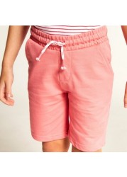 Juniors Solid Shorts with Drawstring Closure and Pockets