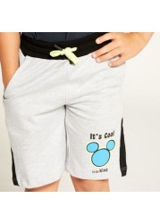 Disney Mickey Mouse Print Shorts with Drawstring Closure