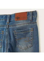 Lee Cooper Solid Denim Jeans with Pockets and Button Closure