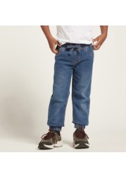 Juniors Solid Denim Pants with Pocket Detail and Drawstring