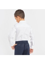 Juniors Solid Oxford Shirt with Long Sleeves