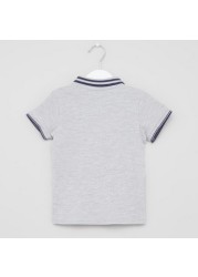 Juniors Textured Polo T-shirt with Short Sleeves