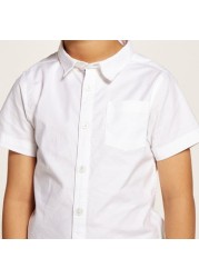 Juniors Solid Shirt with Short Sleeves and Patch Pocket