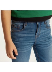 Juniors Solid Denim Jeans with Button Closure and Pockets