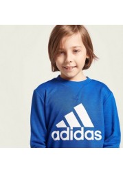 adidas Logo Print Sweatshirt with Long Sleeves