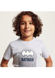 Batman Print Crew Neck T-shirt with Short Sleeves