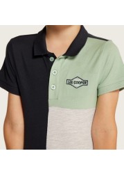 Lee Cooper Colourblock Polo T-shirt with Short Sleeves and Button Closure