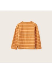 Love Earth Striped Organic T-shirt with Long Sleeves