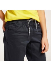 Juniors Solid Pants with Pockets and Drawstring Closure