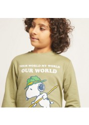 Snoopy Print Pullover with Long Sleeves