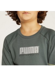 PUMA Logo Print Sweatshirt with Round Neck and Long Sleeves