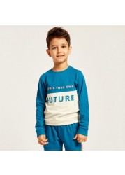 Juniors Printed Crew Neck Sweatshirt and Jogger Set