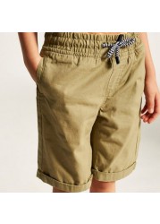 Juniors Solid Shorts with Pockets and Drawstring Closure