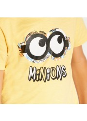 Despicable Me Print T-shirt with Crew Neck and Short Sleeves