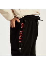 Juniors Printed Jog Pants with Pockets and Drawstring Closure