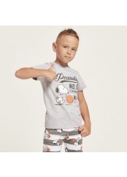 Snoopy Graphic Print T-shirt and Pyjama Set