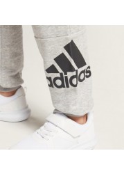 adidas Logo Print Jog Pants with Drawstring Closure and Pockets