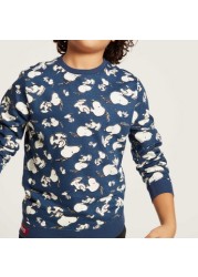 All-Over Snoopy Printed Pullover with Long Sleeves