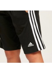 adidas Solid Shorts with Tape and Pocket Detail