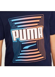 PUMA Printed T-shirt with Round Neck and Short Sleeves