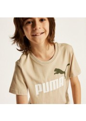 PUMA Logo Print Round Neck T-shirt with Short Sleeves