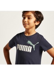 PUMA Logo Print Round Neck T-shirt with Short Sleeves