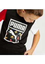 PUMA Colourblock Crew Neck T-shirt with Short Sleeves