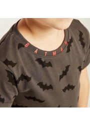 All Over Batman Print T-shirt with Short Sleeves