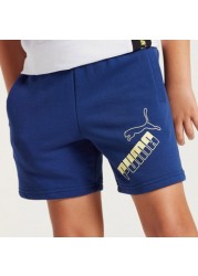 Puma Logo Print Shorts with Pocket Detail and Elasticised Waistband