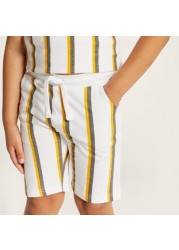 Juniors Striped Shorts with Drawstring Closure and Pockets